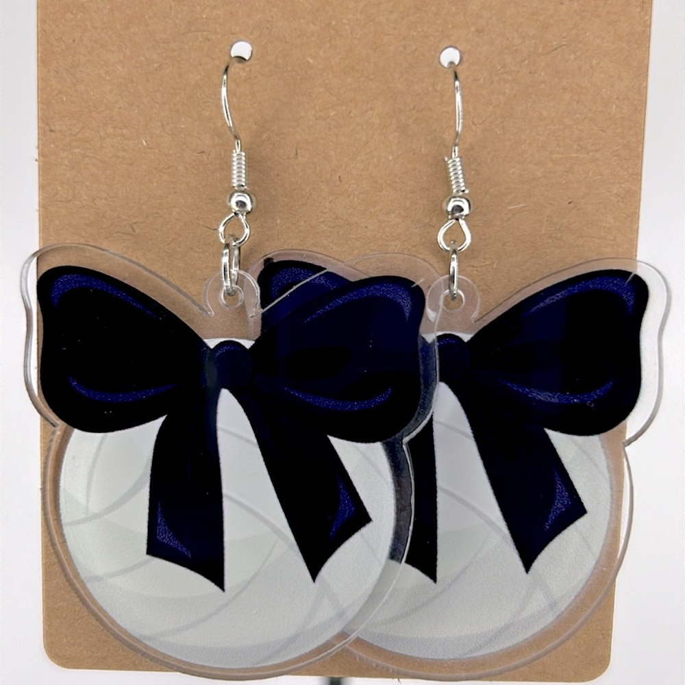2D Acrylic Vollyball Dangle Earrings Sports Fashion Jewelry - Picture 3 of 4
